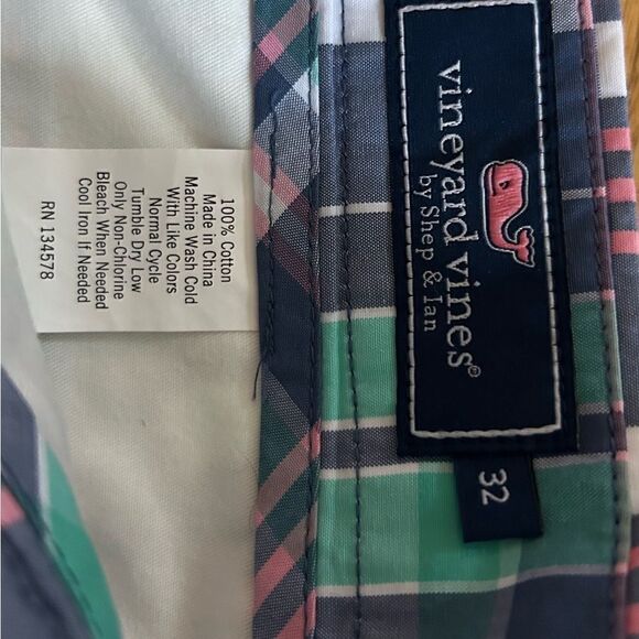 Vineyard Vines by Shep & Ian Green Pink Plaid Golf Shorts Size 32 - Picture 5 of 5